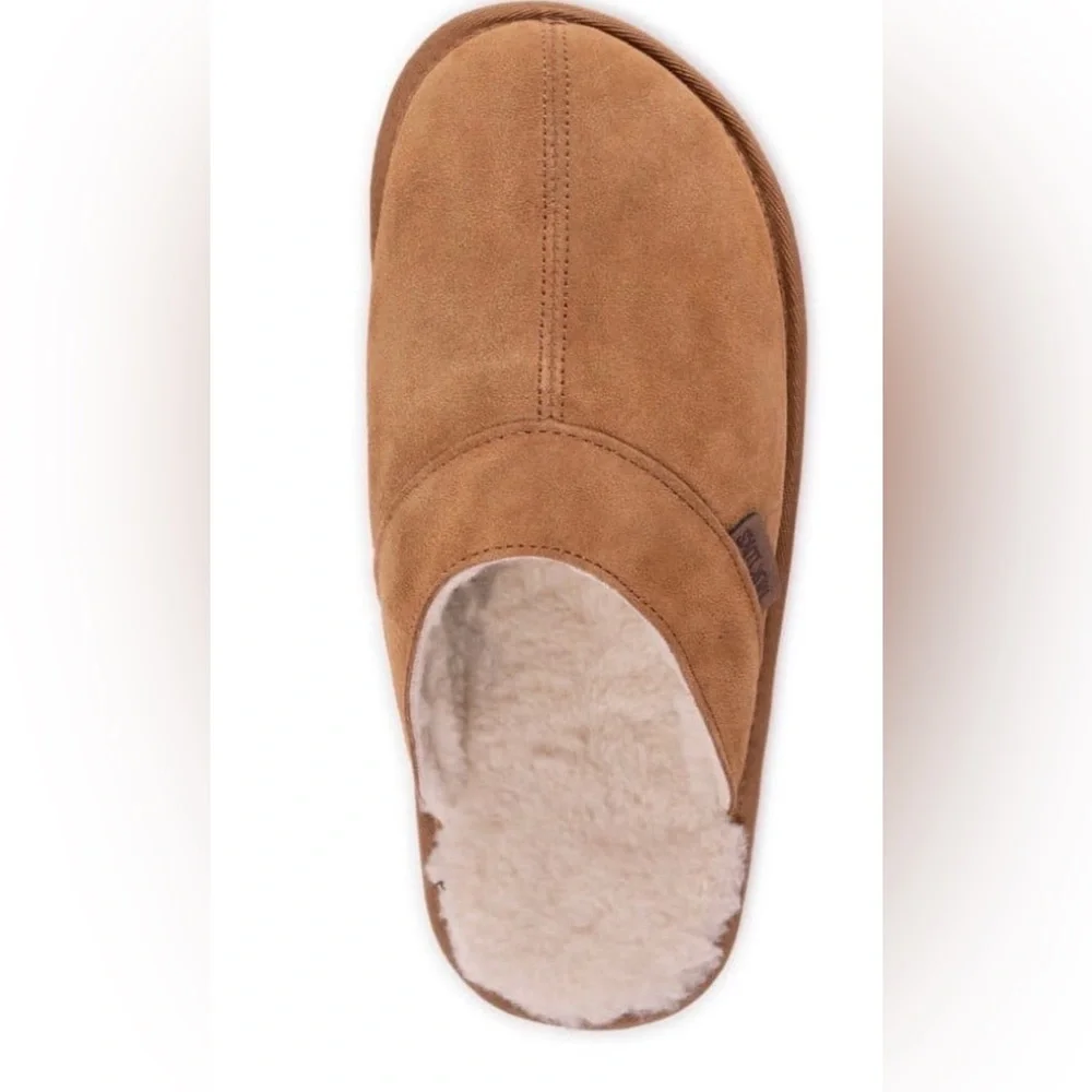 MUK LUKS Mens Genuine Leather Suede Slippers Size 12 Tan New
